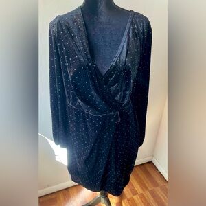 Nine West studded/bedazzled Velvet Midi Wrap Dress Black Size 0X